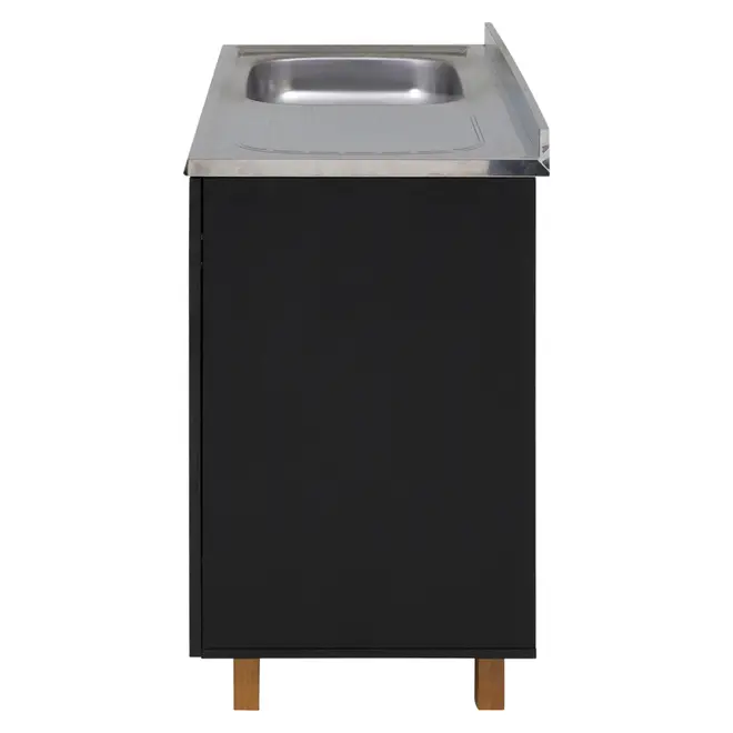 INFERIOR 1,20 M/2 PORTAS C/PIA LOGBOX - PRETO/INOX - Foto 3