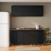 ARMÁRIO COZINHA COMPL PT 6 PÇS LOGBOX - PRETO/CASTANHO - Foto 1