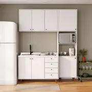 ARMÁRIO COZINHA COMPLETO 4 PÇS BRNZ LIN - BRANCO/NOZES - Foto 1