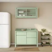 ARMÁRIO COZINHA COMPLETO 3 PÇS SV MASSY - SÁLVIA/INCOLOR - Foto 1