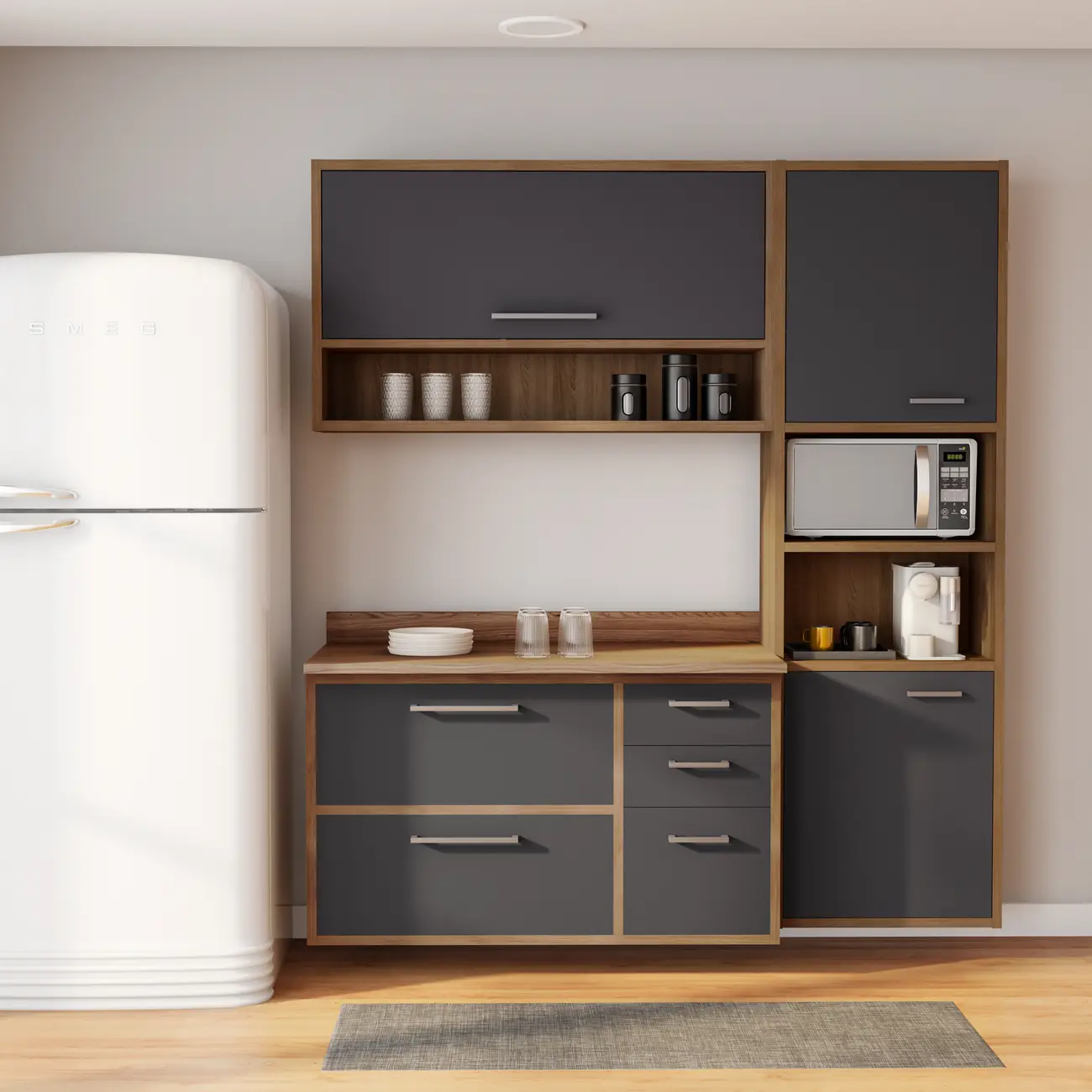 ARMÁRIO DE COZINHA COMPLETO 4 PÇS TOAST - OAK TAMMI/KONKRET - Foto 1