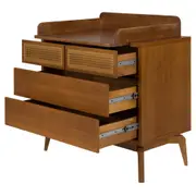 CÔMODA 4GV 90 CM X 45 CM C/TROCADOR ARES - NOZES/FIBRA CLARA - Foto 2