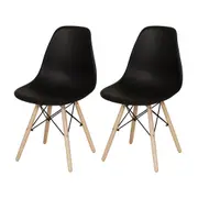 CONJUNTO COM 2 CADEIRAS EASY WOOD - FAIA/PRETO - Foto 1