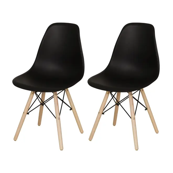 CONJUNTO COM 2 CADEIRAS EASY WOOD - FAIA/PRETO - Foto 1
