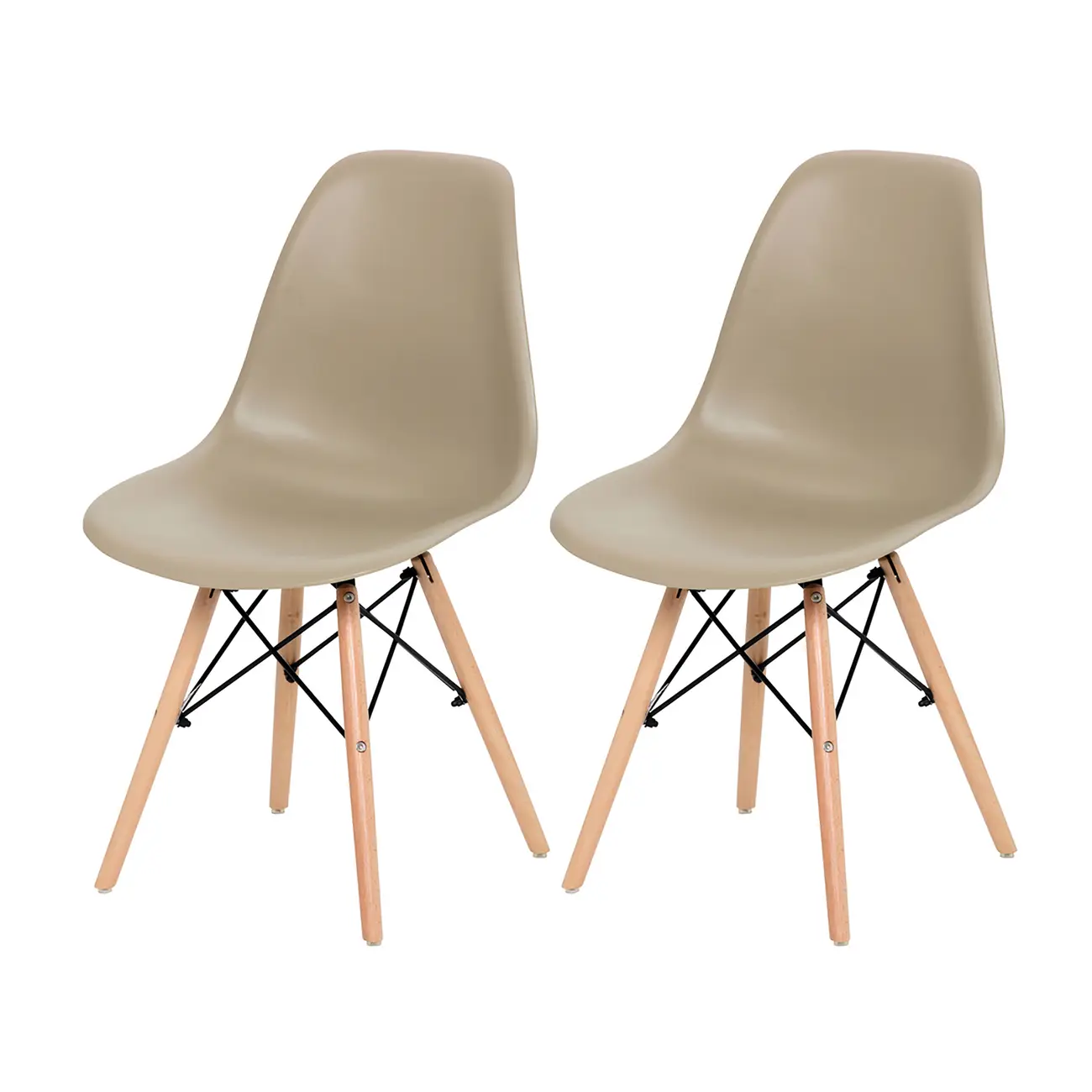 CONJUNTO COM 2 CADEIRAS EASY WOOD - FAIA BEGE - Foto 1