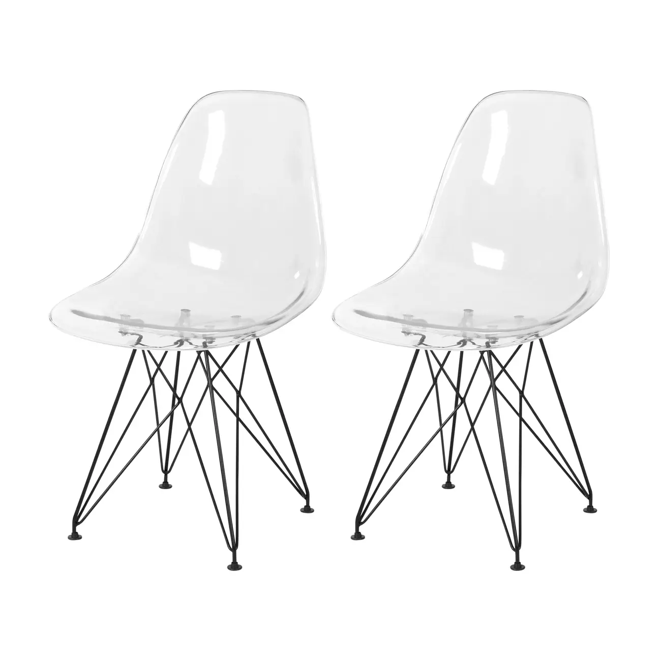 CONJUNTO COM 2 CADEIRAS EASY TOWER - PRETO/INCOLOR - Foto 1