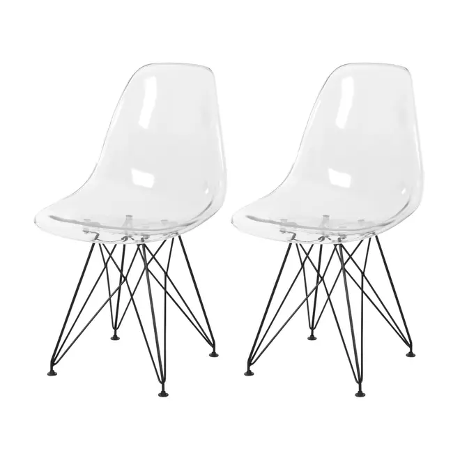 CONJUNTO COM 2 CADEIRAS EASY TOWER - PRETO/INCOLOR - Foto 1