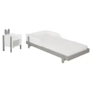 CAMA JR MIGU C/ MESA DE CABECEIRA MIFFY - CINZA/BRANCO - Foto 1