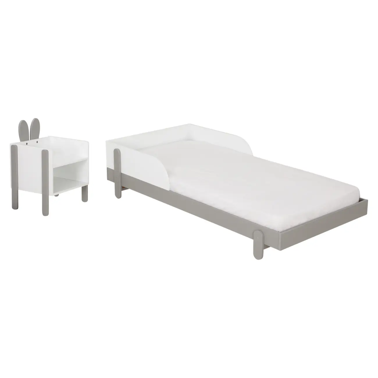 CAMA JR MIGU C/ MESA DE CABECEIRA MIFFY - CINZA/BRANCO - Foto 1