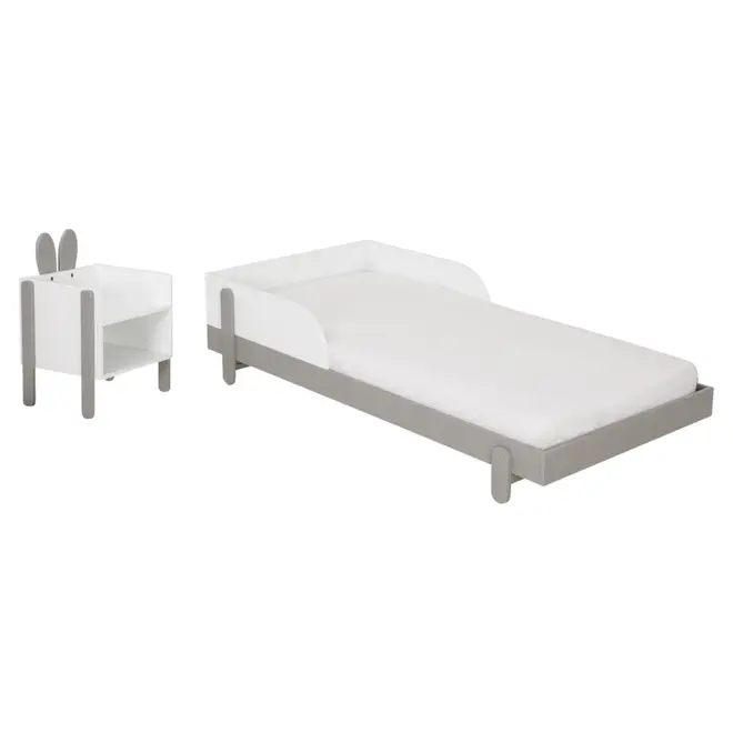 CAMA JR MIGU C/ MESA DE CABECEIRA MIFFY - CINZA/BRANCO - Foto 1