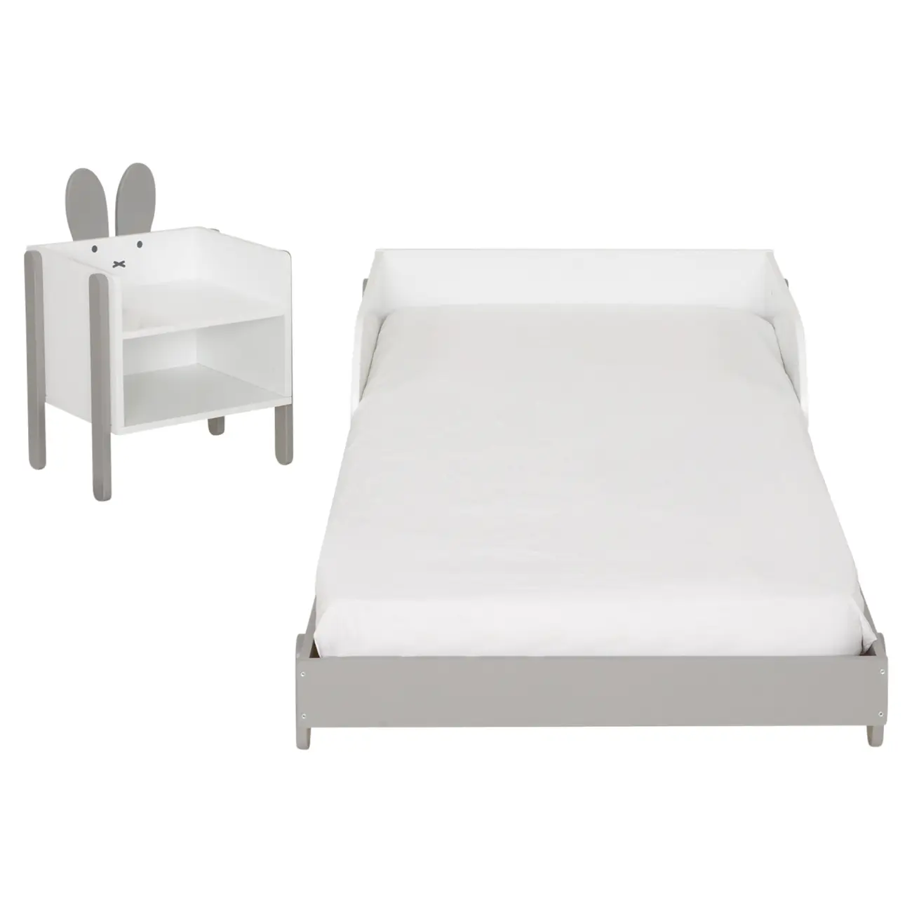 CAMA JR MIGU C/ MESA DE CABECEIRA MIFFY - CINZA/BRANCO - Foto 2