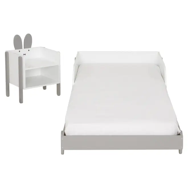 CAMA JR MIGU C/ MESA DE CABECEIRA MIFFY - CINZA/BRANCO - Foto 2