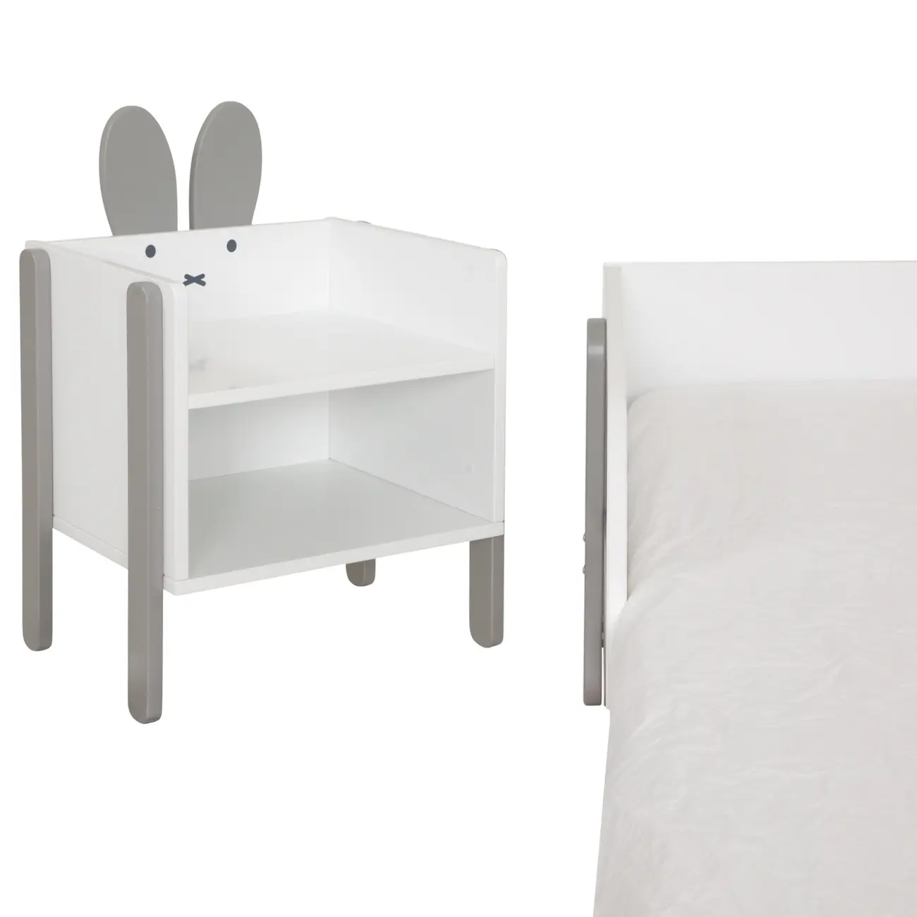 CAMA JR MIGU C/ MESA DE CABECEIRA MIFFY - CINZA/BRANCO - Foto 3