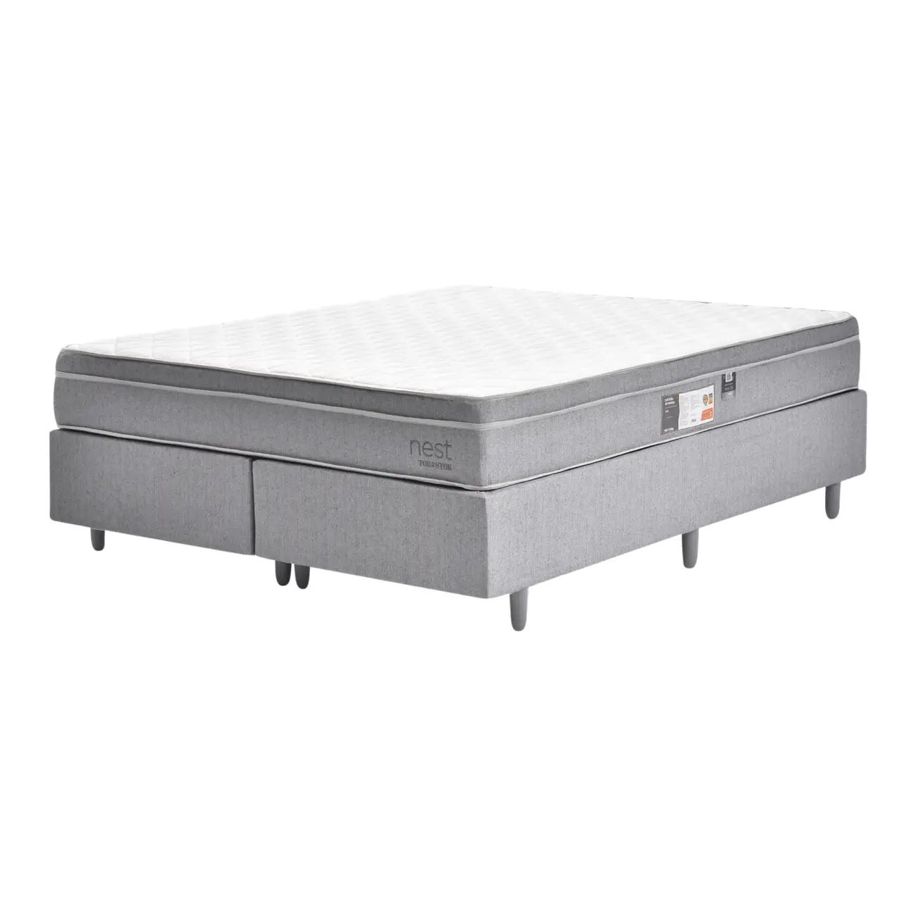 CAMA BOX QUEEN 1,58 M NEST - CINZA/BRANCO - Foto 1