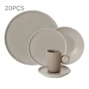 APARELHO DE JANTAR 20 PEÇAS BARBOTINA - CAMELO - Foto 1
