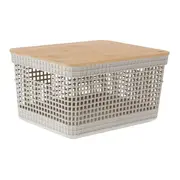 CAIXA 15 CM X 29 CM X 23 CM GRID BAMBU - OFF WHITE/BAMBU - Foto 1