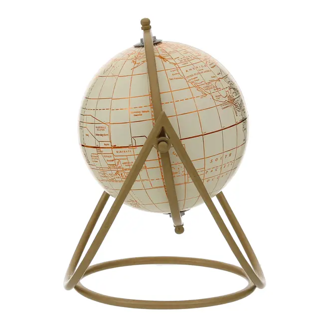 ADORNO MESA 25 CM MUNDI GLOBO TERRESTRE - OFF WHITE/DOURO - Foto 4