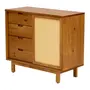 CÔMODA 4 GAVETAS/1 PORTA DE CORRER COM PALHINHA 90 CM X 40 CM PALHANDI - AMÊNDOA/NATURAL - Foto 2