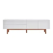 RACK 2 PORTAS/2 GAVETAS 1,90 M X 40 CM POINT - BRANCO/NOZES - Foto 1