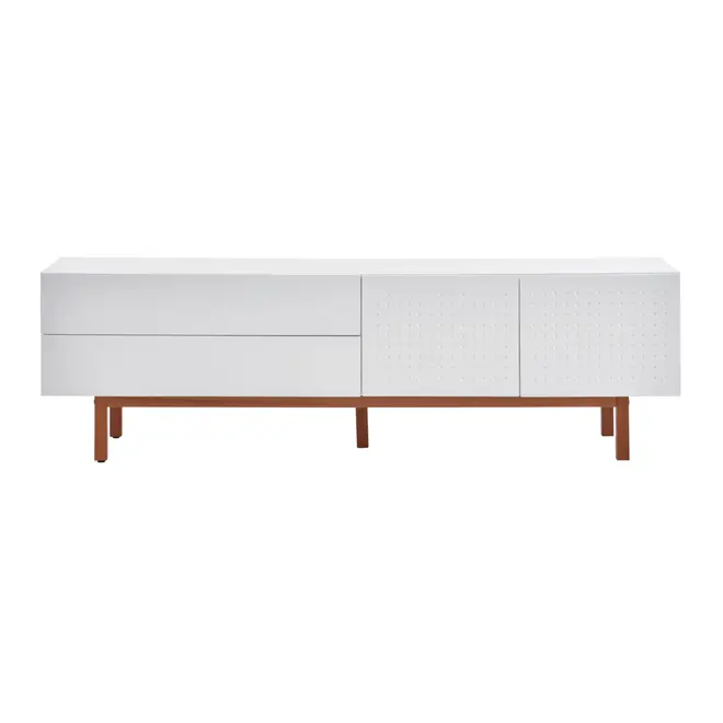 RACK 2 PORTAS/2 GAVETAS 1,90 M X 40 CM POINT - BRANCO/NOZES - Foto 1