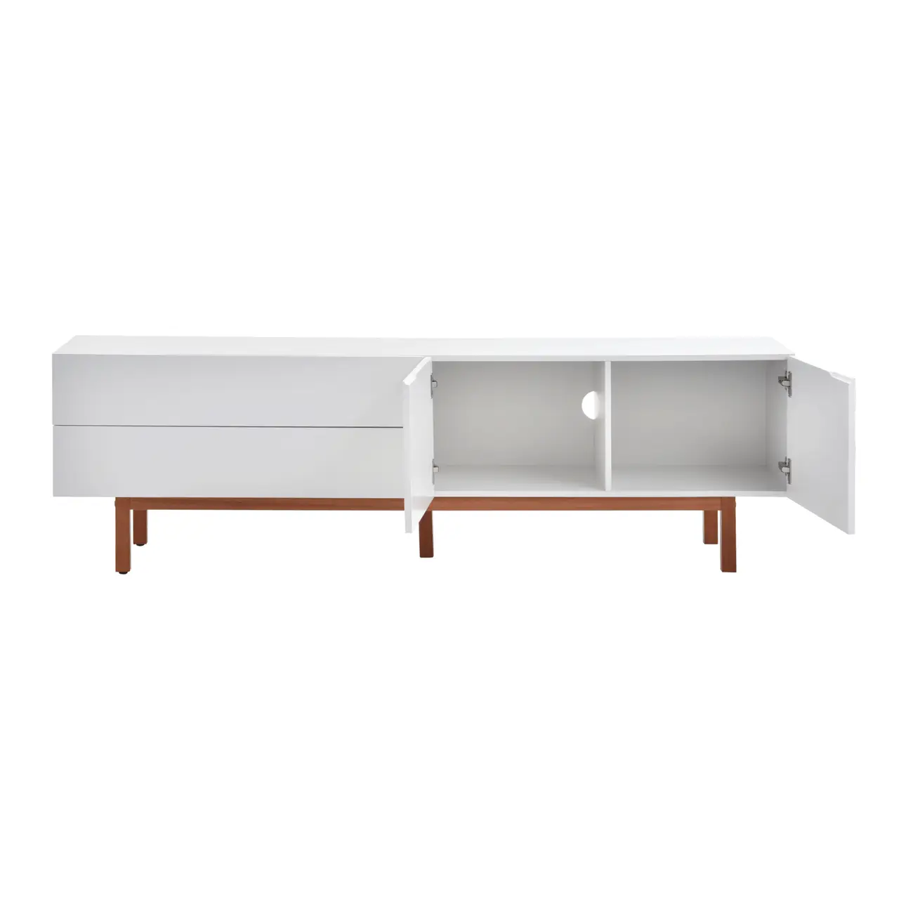 RACK 2 PORTAS/2 GAVETAS 1,90 M X 40 CM POINT - BRANCO/NOZES - Foto 3