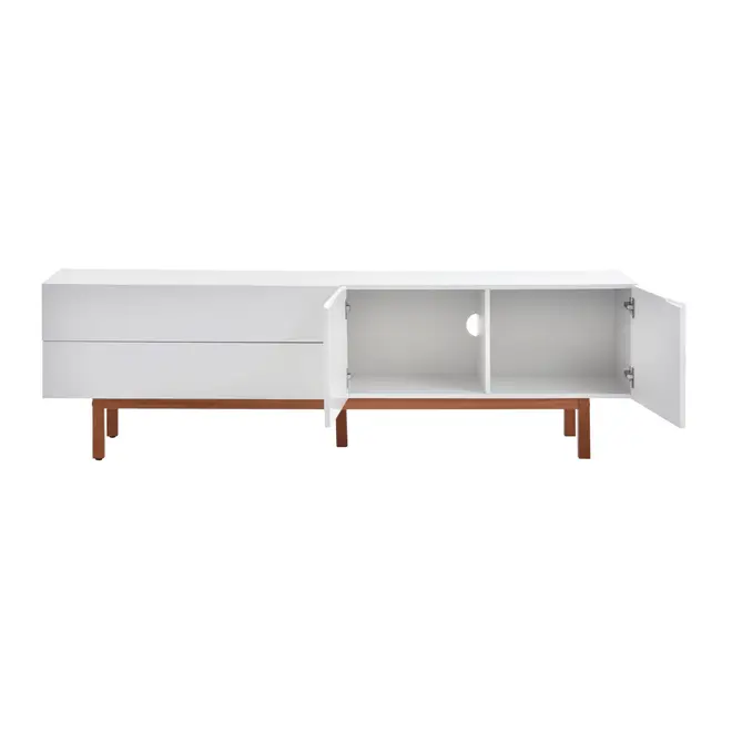 RACK 2 PORTAS/2 GAVETAS 1,90 M X 40 CM POINT - BRANCO/NOZES - Foto 3