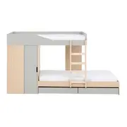 SISTEMA DE QUARTO INTEGRADO COM ESCRIVANINHA E ARMÁRIO YOUNG - NATURAL WASHED/FLANDRES - Foto 1