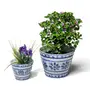 VASO 20 CM MONTE SIÃO - BRANCO/AZUL - Foto 4