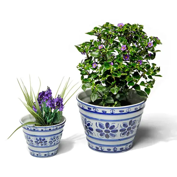 VASO 20 CM MONTE SIÃO - BRANCO/AZUL - Foto 4