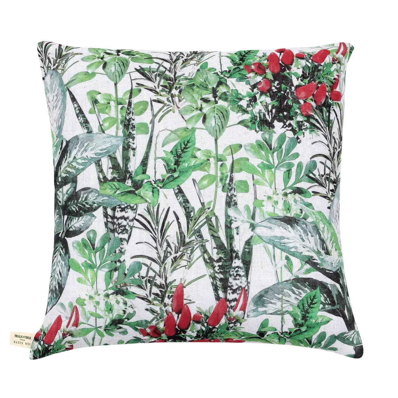 ALMOFADA 50 CM X 50 CM SETE ERVAS - VERDE/ARGILA CRUA - Foto 1