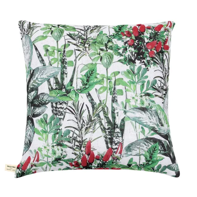 ALMOFADA 50 CM X 50 CM SETE ERVAS - VERDE/ARGILA CRUA - Foto 1