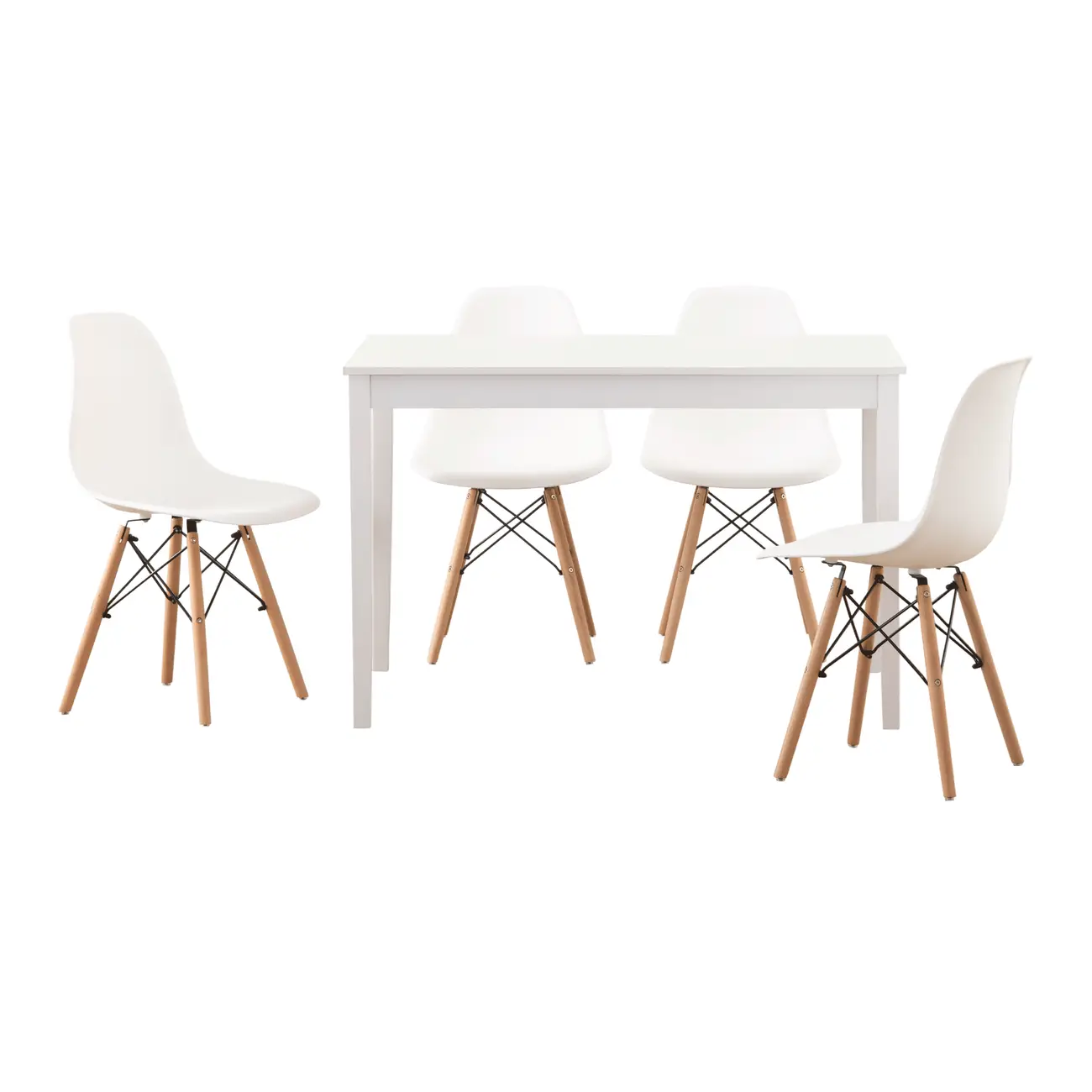 MESA COM 4 CADEIRAS TWO/EASY WOOD - FAIA/BRANCO - Foto 1