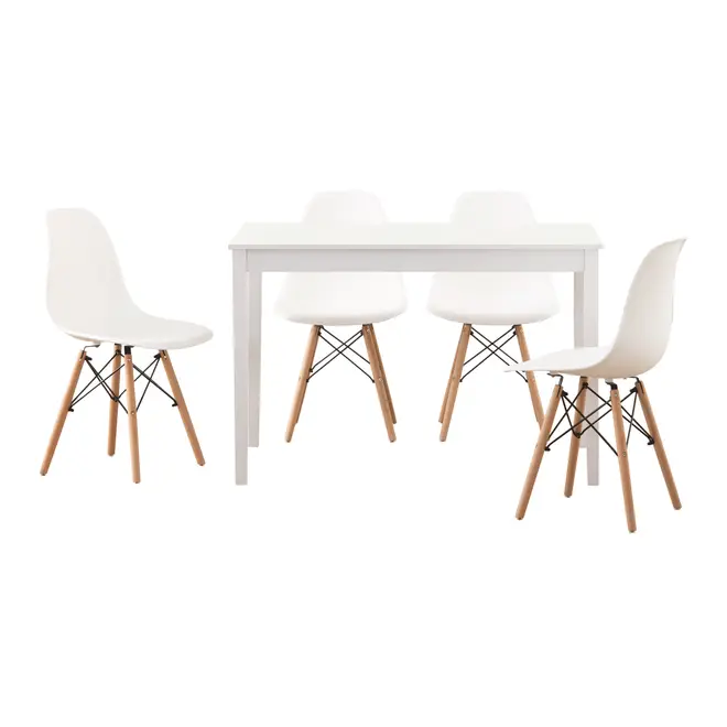 MESA COM 4 CADEIRAS TWO/EASY WOOD - FAIA/BRANCO - Foto 1