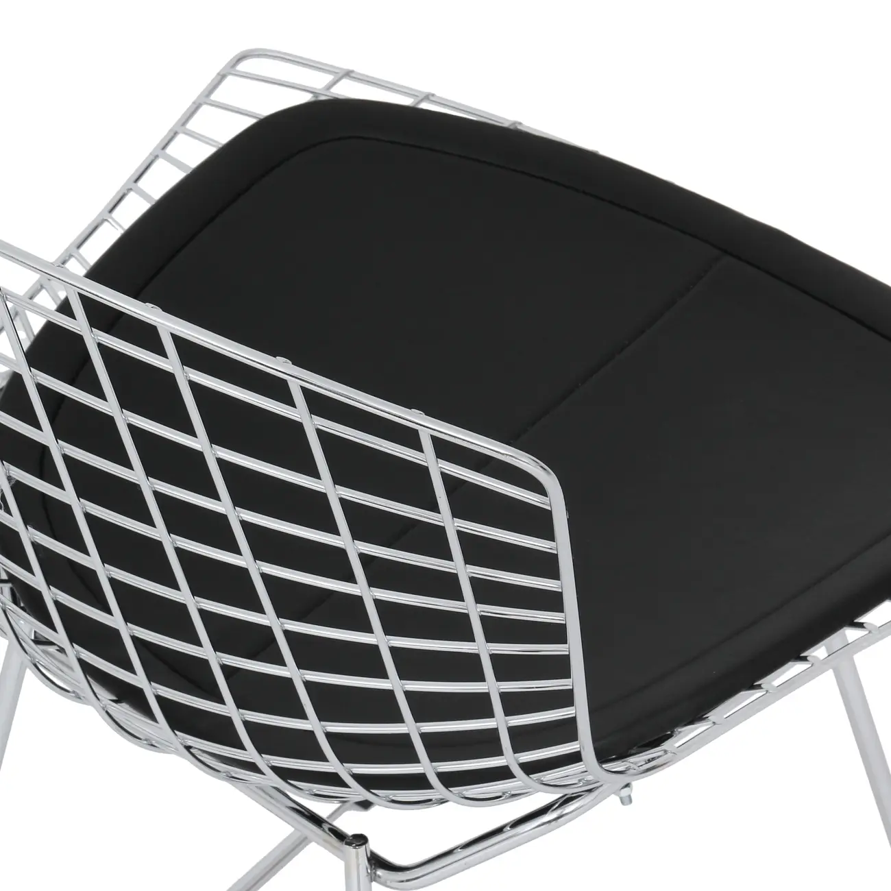 CADEIRA COM ALMOFADA BERTOIA - CROMADO/PRETO - Foto 7