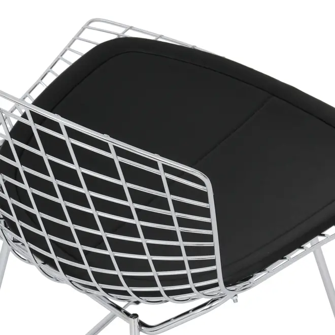 CADEIRA COM ALMOFADA BERTOIA - CROMADO/PRETO - Foto 7