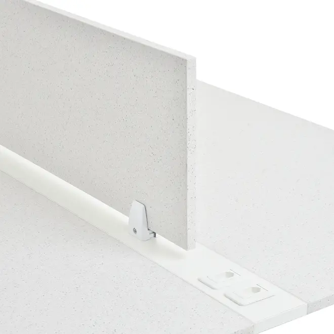 CONJUNTO COM 2 TAMPOS E 1 DIVISÓRIA DE MADEIRA PARA ESTAÇÃO DE TRABALHO DUPLA 1,20 M X 1,30 M METRIC - GRANILITE/BRANCO - Foto 6