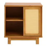 MESA DE CABECEIRA 1 PORTA DE CORRER COM PALHINHA PALHANDI - AMÊNDOA/NATURAL - Foto 3
