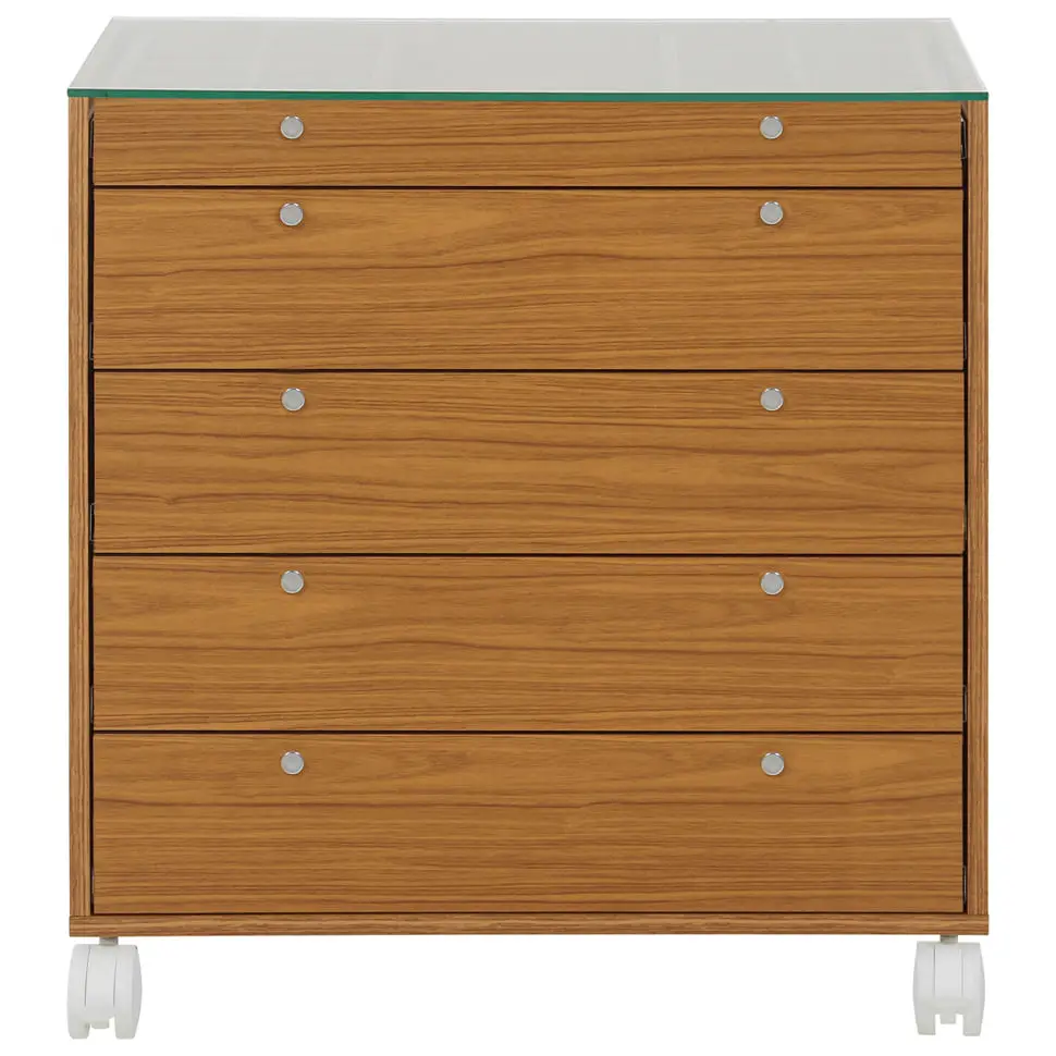 NAMI CÔMODA 5GV 80X45 C/ TAMPO VIDRO - FREIJÓ/INCOLOR - Foto 1