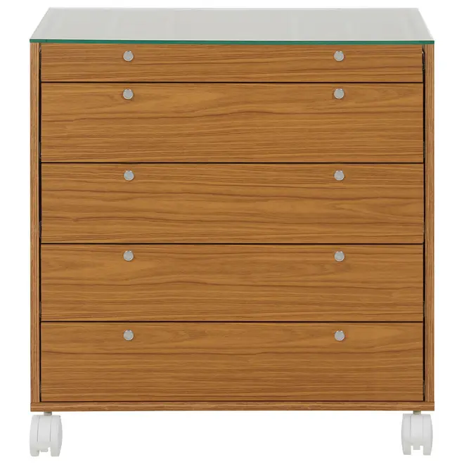 NAMI CÔMODA 5GV 80X45 C/ TAMPO VIDRO - FREIJÓ/INCOLOR - Foto 1