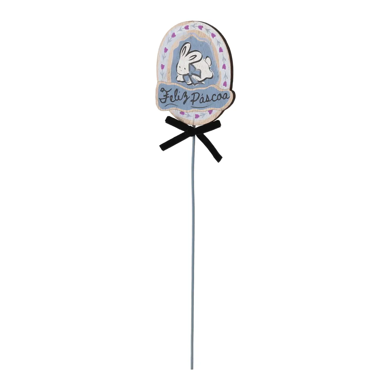 PALITO DECORATIVO 30 CM PASCOQUETTE - BLEU CENDRÉ/PRETO - Foto 2