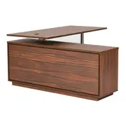 MESA COM BALCÃO 2 PORTAS /1 GAVETA 1,60 M X 1,60 M VINCENT - PAU FERRO/ALUMÍNIO - Foto 9