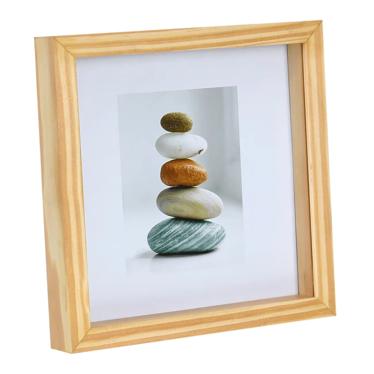 QUADRO ROCK BALANCING 20 CM X 20 CM - PINUS NATURAL/CAMELO - Foto 2