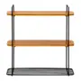 PRATELEIRA TRIPLA COM GANCHOS 62 CM X 60 CM X 21 CM WALLPORT - PRETO/NOZES - Foto 3