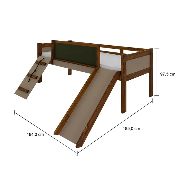 CAMA DE SOLTEIRO COM ESCORREGADOR E ESCALADA 78 CM GARATUJA - CAMELO/MUSGO - Foto 10