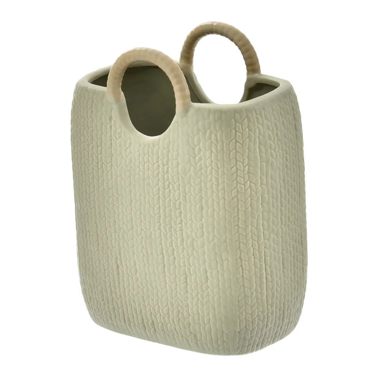 VASO 24 CM TRAMADINHO - AREIA/SÁLVIA - Foto 1