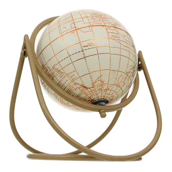 ADORNO MESA 25 CM MUNDI GLOBO TERRESTRE - OFF WHITE/DOURO - Foto 5