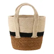 CESTO COM ALÇA 18 CM X 20 CM X 20 CM MOKKA - FIBRA CLARA/PRETO - Foto 5