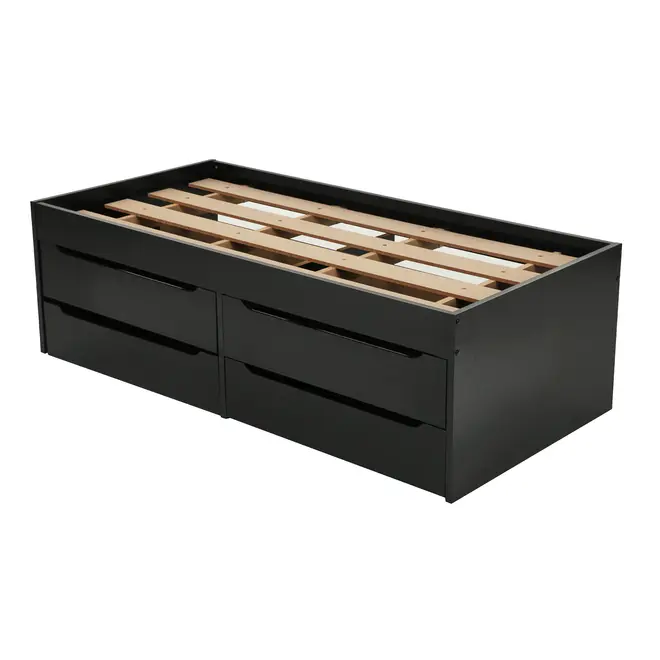 CAMA DE SOLTEIRO ALTA COM 4 GAVETAS 88 CM JOKER - PRETO - Foto 7