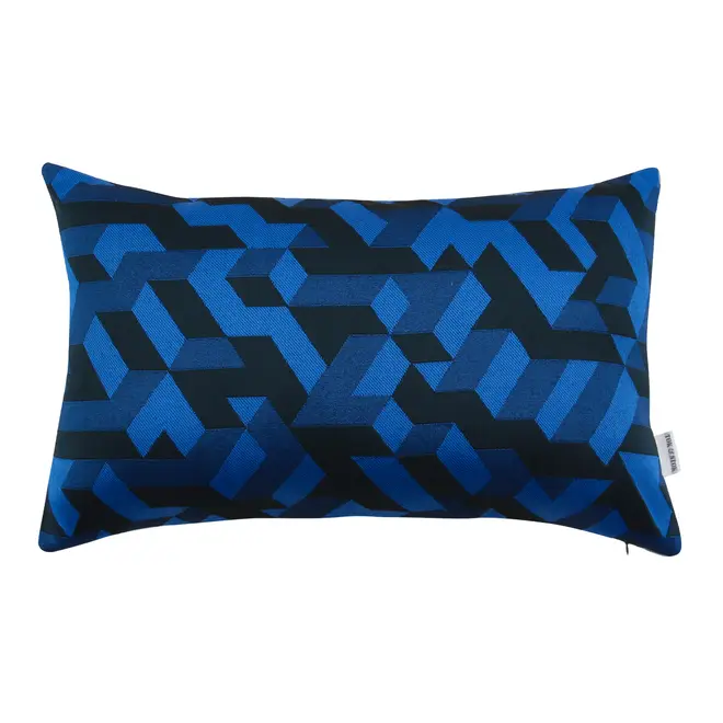 CAPA PARA ALMOFADA 50 CM X 30 CM MAZE - AZUL COBALTO/KONKRET - Foto 2