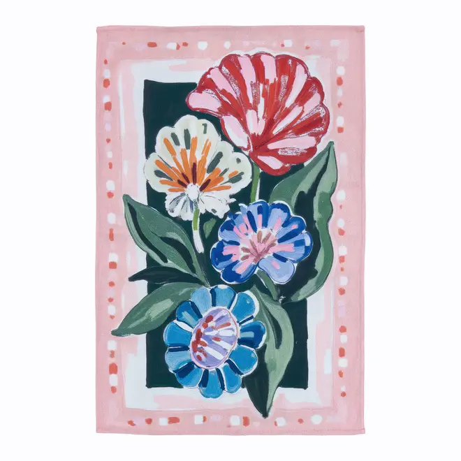 PANO COPA 40 CM X 60 CM ONÍRICA FLORES - ROSA/MULTICOR - Foto 1
